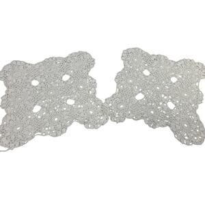 Lot of 2 Vintage Square Flower Lace Doily Cottage Core Table Decor